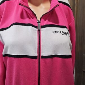 Karl Lagerfeld Women's Pink Zip-Front Jacket